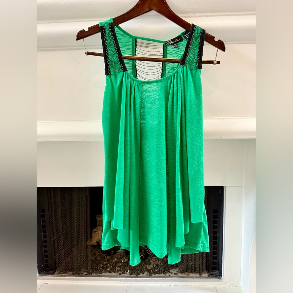Miss Me Green Sleeveless Top with fine chain open back